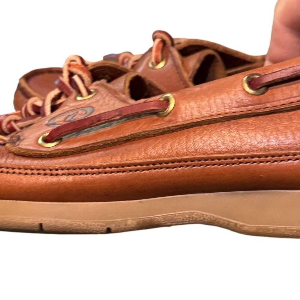 Dexter Mens Navigator II Boat Shoes 7.5M Tan Waxy Leather Casual Deck Loafers - Picture 3 of 7